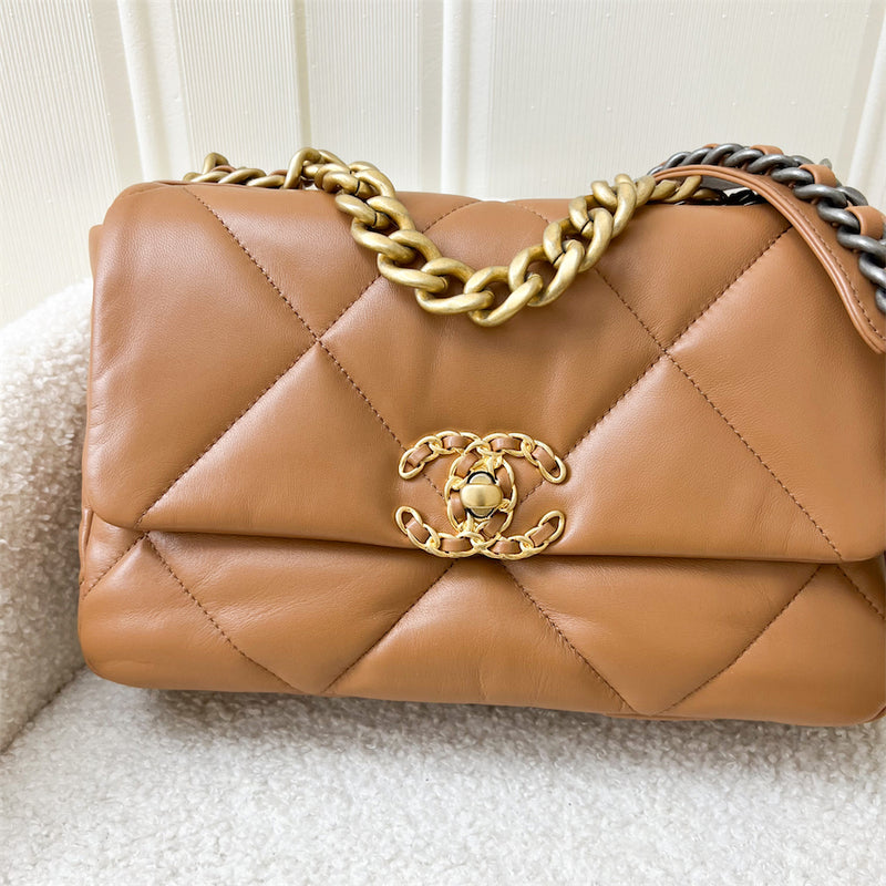 Chanel 19 Small in 22S Caramel Lambskin 3-Tone HW