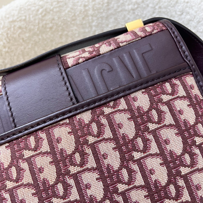 Dior 30 Montaigne Flap Bag in Burgundy Oblique Canvas and GHW (Model: M9203)