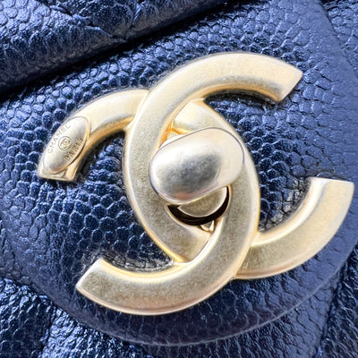 Chanel 21K Perfect Mini Flap Bag with Adjustable Chain in Iridescent Black (Midnight) Caviar and AGHW (Model: AS2855)