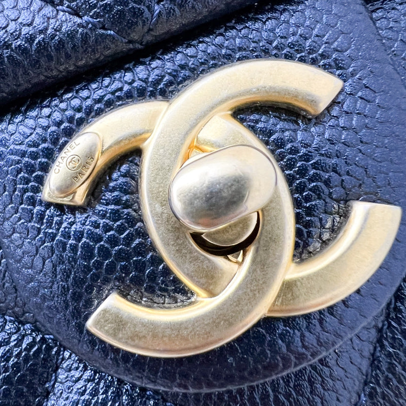Chanel 21K Perfect Mini Flap Bag with Adjustable Chain in Iridescent Black (Midnight) Caviar and AGHW (Model: AS2855)