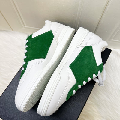 Chanel 24C Sneakers in White Calfskin and Green Suede Sz 37.5 (Model: G45470)