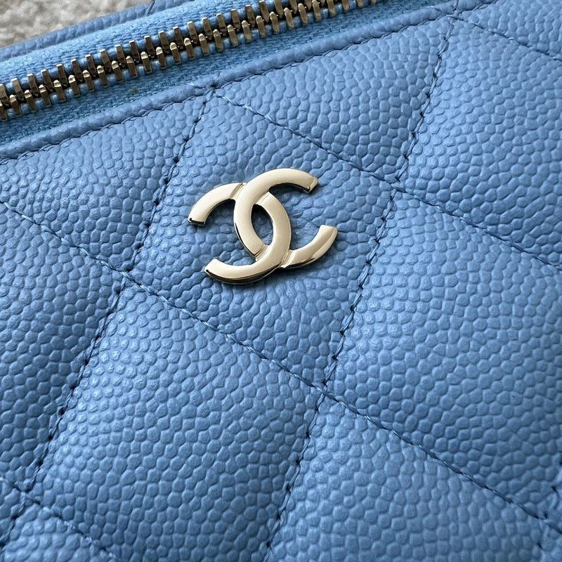 Chanel Classic Small Vanity in 22S Sky Blue Caviar and LGHW (Model: AP1341)