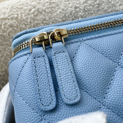 Chanel Classic Small Vanity in 22S Sky Blue Caviar and LGHW (Model: AP1341)