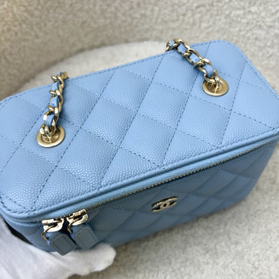 Chanel Classic Small Vanity in 22S Sky Blue Caviar and LGHW (Model: AP1341)