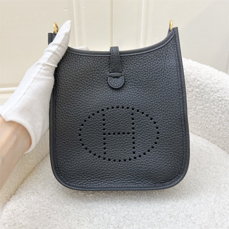 Hermes Mini Evelyne TPM in Noir Black Clemence Leather and GHW