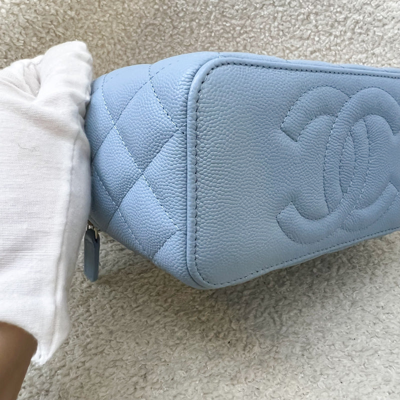 Chanel Classic Small Vanity in 22S Sky Blue Caviar and LGHW (Model: AP1341)