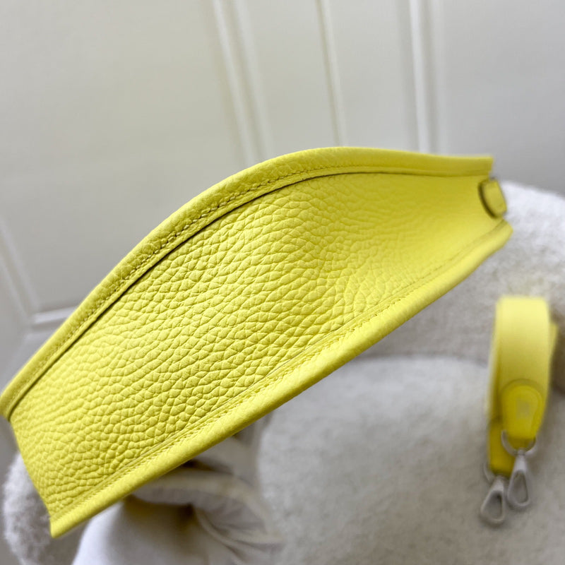 Hermes Mini Evelyne 16 in Limoncello Clemence Leather, Canvas Strap and PHW