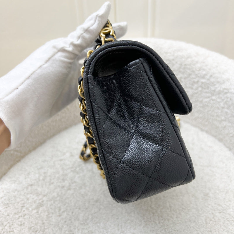 [Brand New] Chanel 25B Top Handle Mini Rectangular Flap in Black Caviar and AGHW (Model: AS5701)