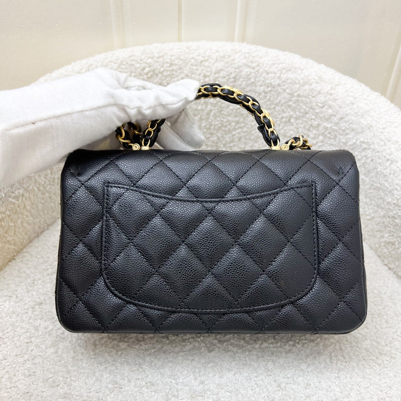 [Brand New] Chanel 25B Top Handle Mini Rectangular Flap in Black Caviar and AGHW (Model: AS5701)