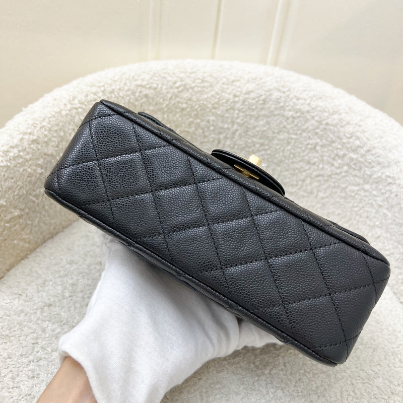 [Brand New] Chanel 25B Top Handle Mini Rectangular Flap in Black Caviar and AGHW (Model: AS5701)