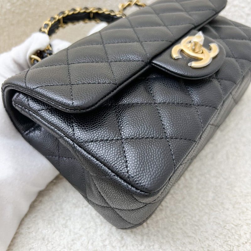 [Brand New] Chanel 25B Top Handle Mini Rectangular Flap in Black Caviar and AGHW (Model: AS5701)