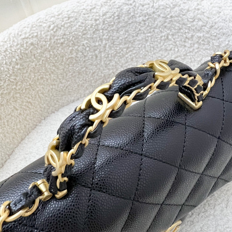 [Brand New] Chanel 25B Top Handle Mini Rectangular Flap in Black Caviar and AGHW (Model: AS5701)