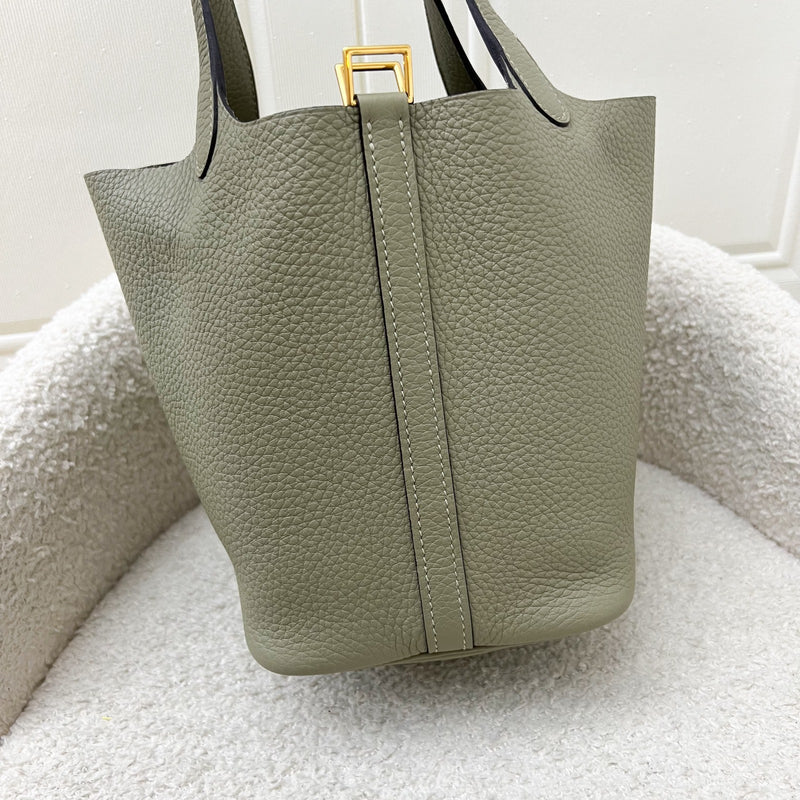 Hermes Picotin 18 in Sauge (Sage) Clemence Leather and GHW