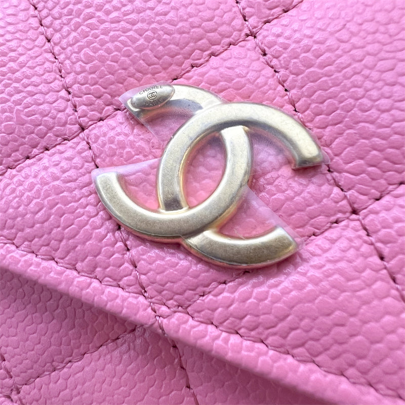 Chanel 22S "Pick Me Up" Wallet on Chain WOC in Pink Caviar and AGHW