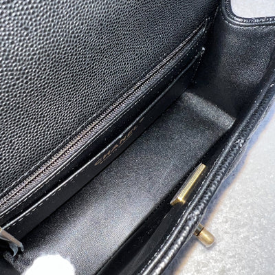 [Brand New] Chanel 25B Top Handle Mini Rectangular Flap in Black Caviar and AGHW (Model: AS5701)