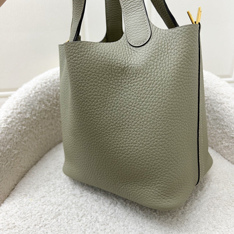 Hermes Picotin 18 in Sauge (Sage) Clemence Leather and GHW