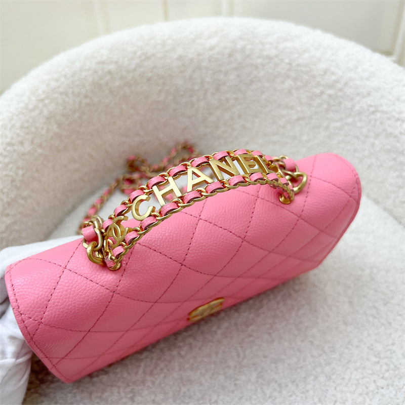 Chanel 22S "Pick Me Up" Wallet on Chain WOC in Pink Caviar and AGHW