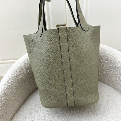 Hermes Picotin 18 in Sauge (Sage) Clemence Leather and GHW