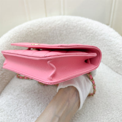 Chanel 22S "Pick Me Up" Wallet on Chain WOC in Pink Caviar and AGHW