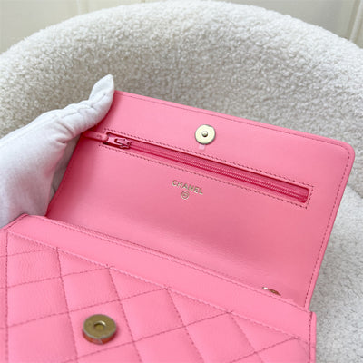 Chanel 22S "Pick Me Up" Wallet on Chain WOC in Pink Caviar and AGHW