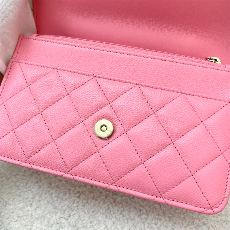 Chanel 22S "Pick Me Up" Wallet on Chain WOC in Pink Caviar and AGHW