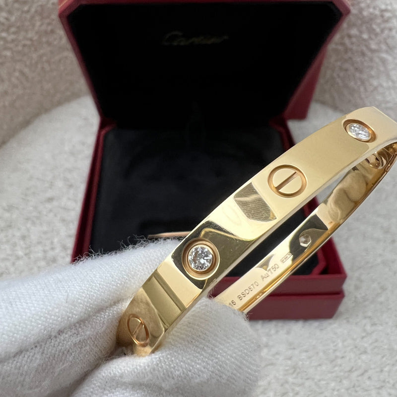 Cartier Love Bracelet with 4 Diamonds in 18K Rose Gold Size 16