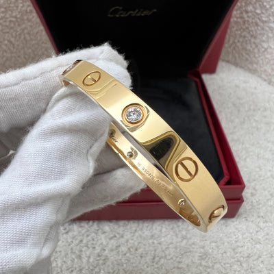 Cartier Love Bracelet with 4 Diamonds in 18K Rose Gold Size 16