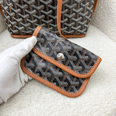 Goyard Mini Anjou in Black Goyardine Canvas with Camel Trim