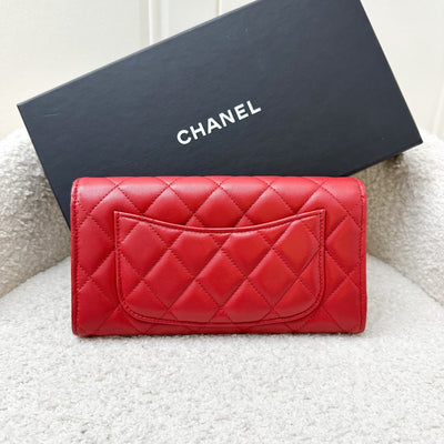 Chanel Classic Long Wallet in Red Lambskin and LGHW