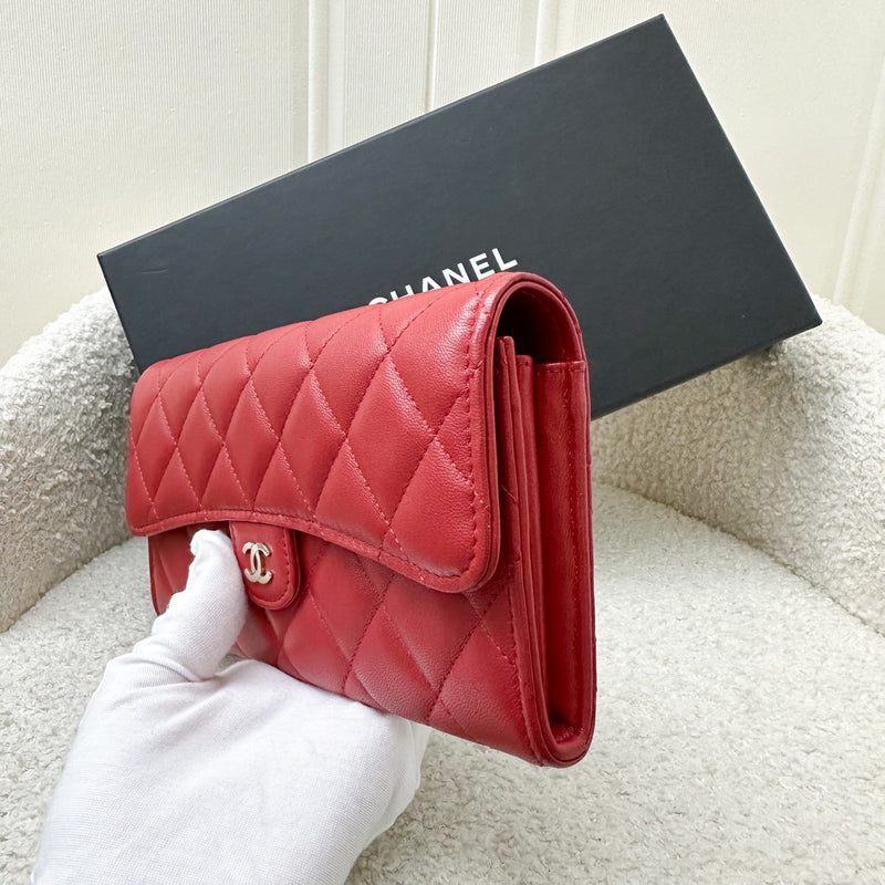 Chanel Classic Long Wallet in Red Lambskin and LGHW