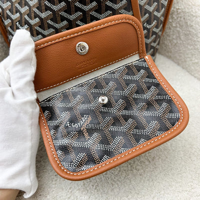 Goyard Mini Anjou in Black Goyardine Canvas with Camel Trim