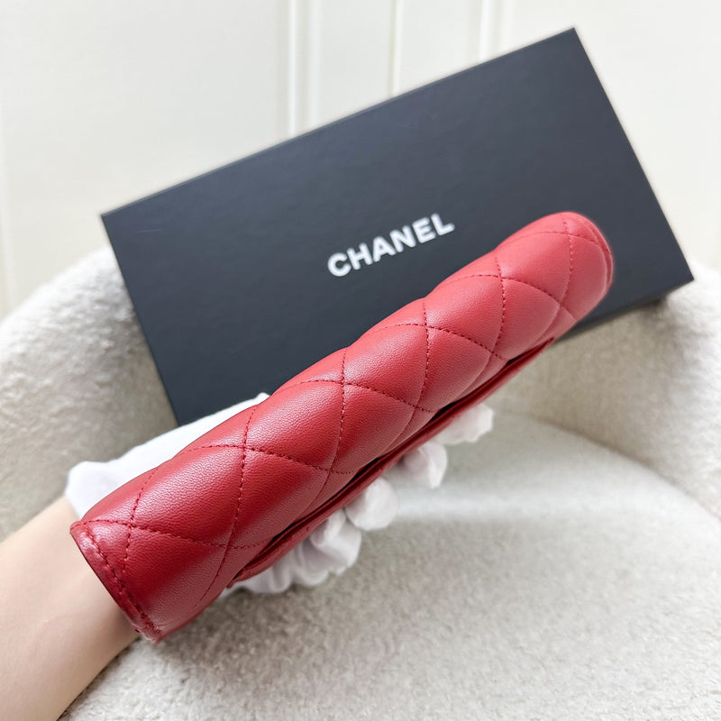 Chanel Classic Long Wallet in Red Lambskin and LGHW