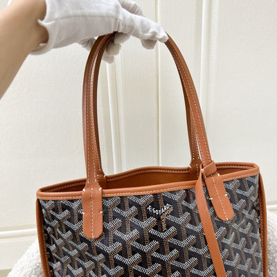 Goyard Mini Anjou in Black Goyardine Canvas with Camel Trim