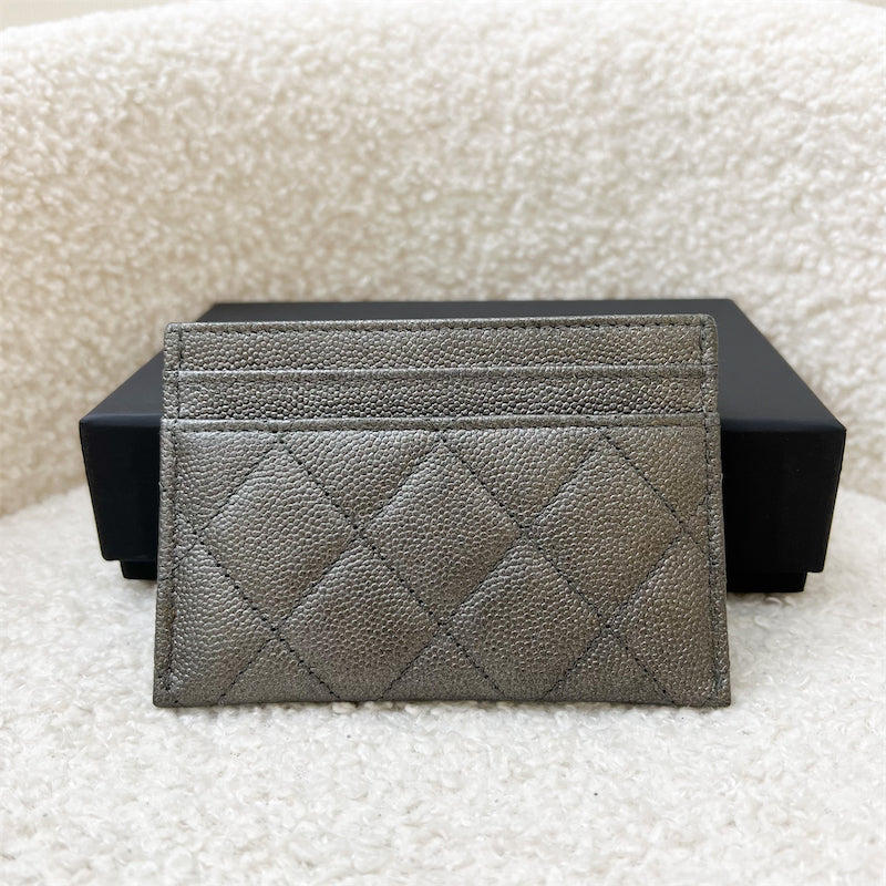 Chanel Filigree Card Holder in Gunmetal Grey Caviar and Gunmetal HW