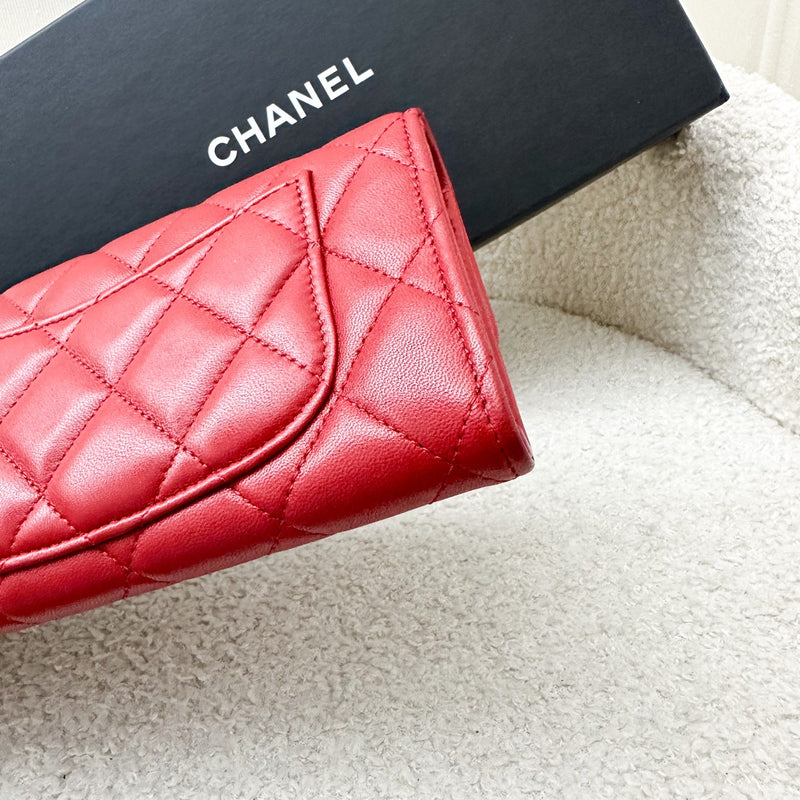 Chanel Classic Long Wallet in Red Lambskin and LGHW