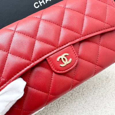 Chanel Classic Long Wallet in Red Lambskin and LGHW