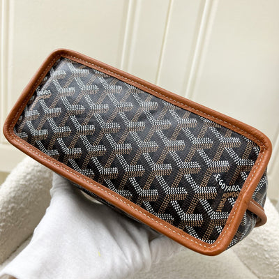 Goyard Mini Anjou in Black Goyardine Canvas with Camel Trim