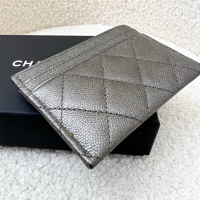 Chanel Filigree Card Holder in Gunmetal Grey Caviar and Gunmetal HW