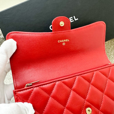 Chanel Classic Long Wallet in Red Lambskin and LGHW