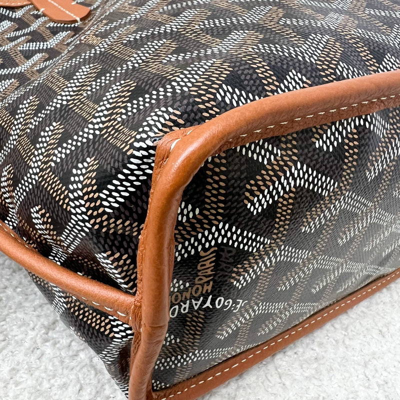 Goyard Mini Anjou in Black Goyardine Canvas with Camel Trim