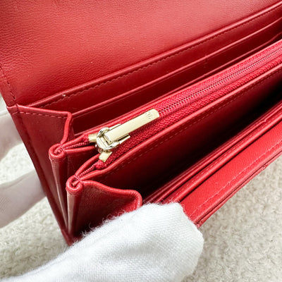 Chanel Classic Long Wallet in Red Lambskin and LGHW