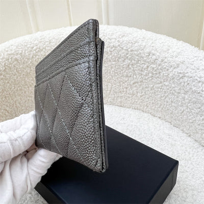 Chanel Filigree Card Holder in Gunmetal Grey Caviar and Gunmetal HW