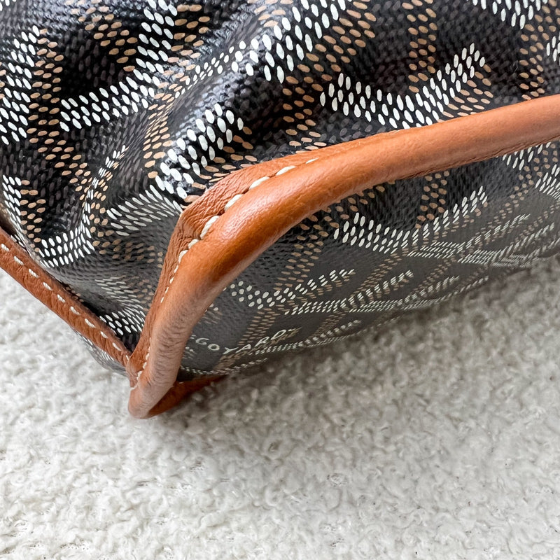 Goyard Mini Anjou in Black Goyardine Canvas with Camel Trim