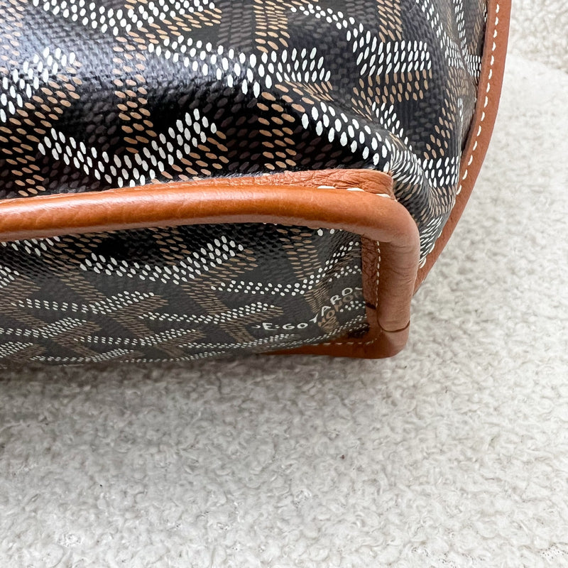 Goyard Mini Anjou in Black Goyardine Canvas with Camel Trim