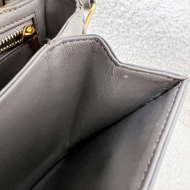 Celine Classique Triomphe Flap Bag in Pebble Grey Shiny Calfskin and GHW