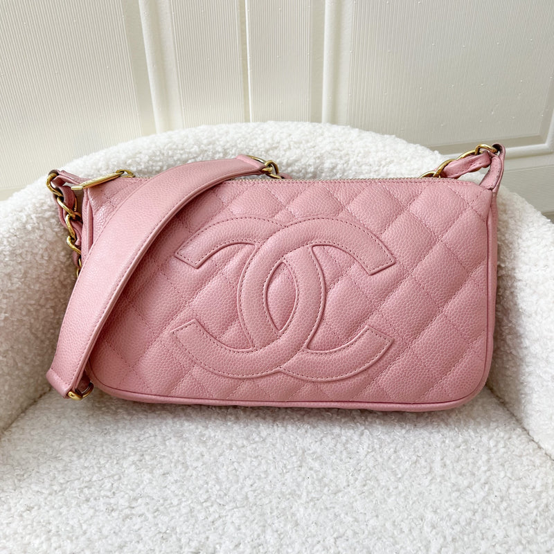 Chanel Vintage Hobo Bag in Pink Caviar and 24K GHW