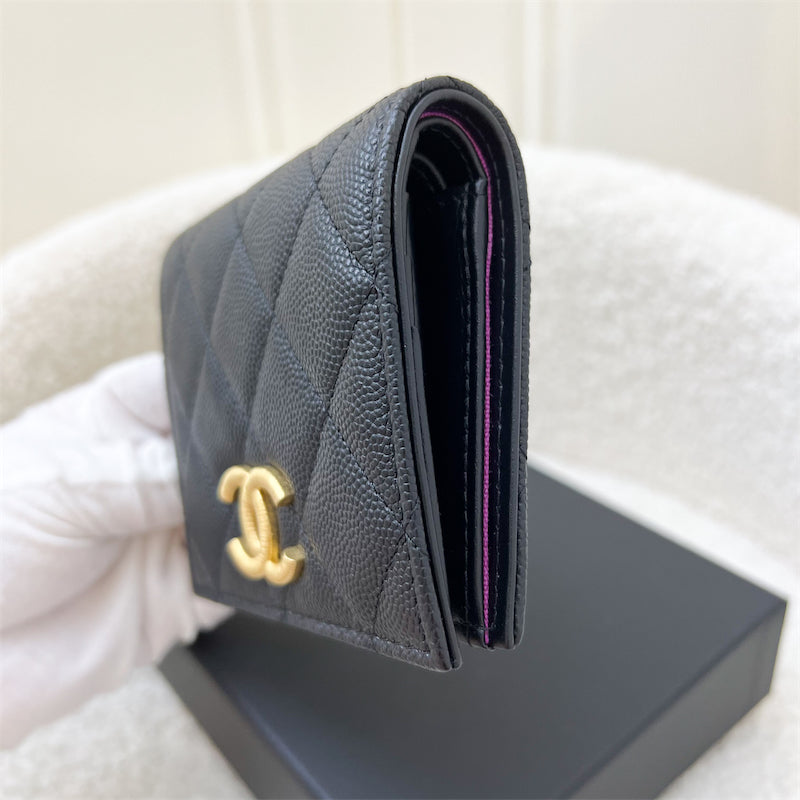 Chanel 23B Bifold Compact Wallet in Black Caviar and GHW