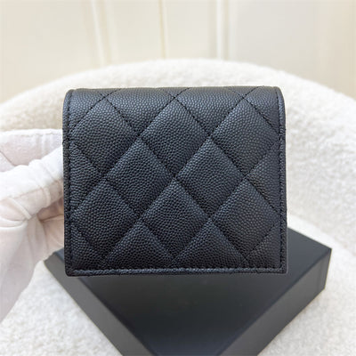 Chanel 23B Bifold Compact Wallet in Black Caviar and GHW