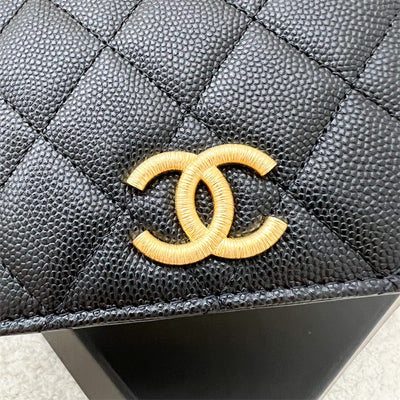 Chanel 23B Bifold Compact Wallet in Black Caviar and GHW