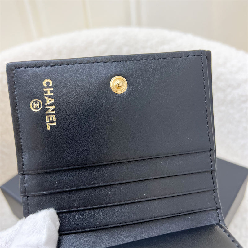 Chanel 23B Bifold Compact Wallet in Black Caviar and GHW